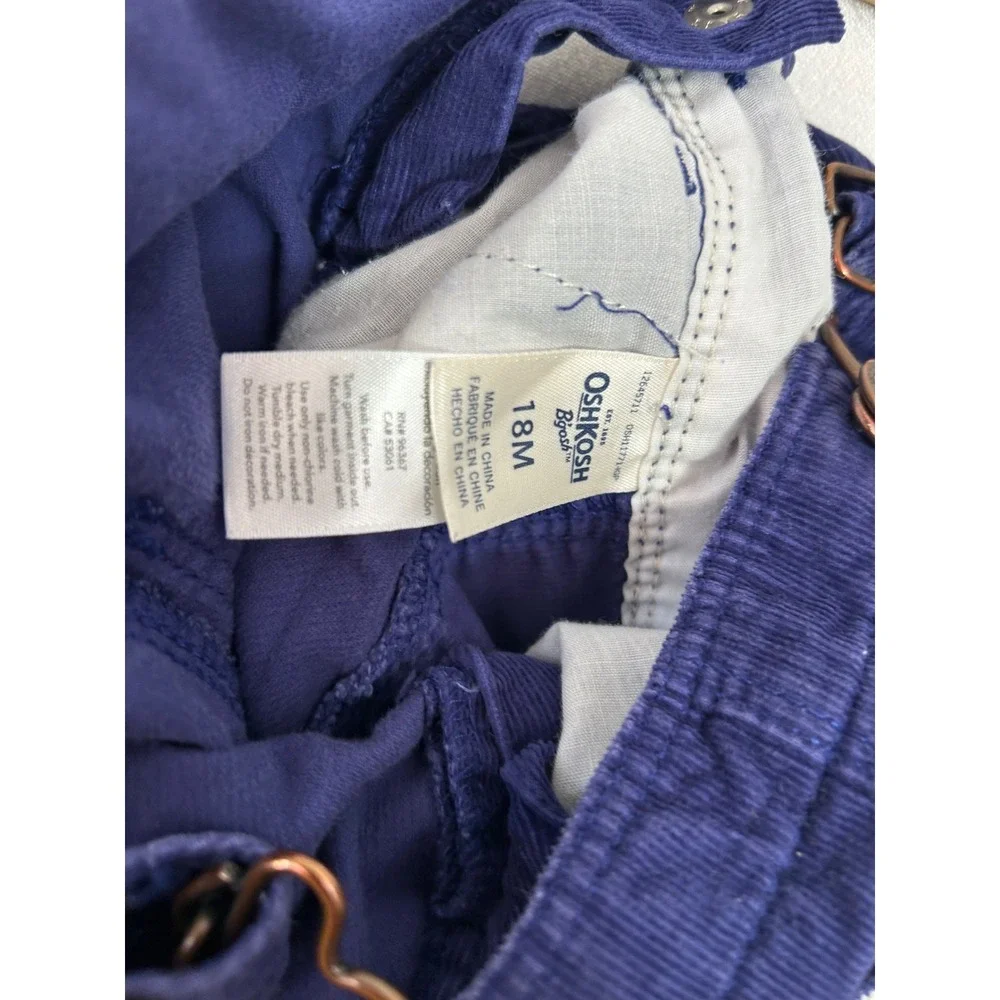 OshKosh B'gosh Corduroy Overalls 18M Purple Plaid Lined Vestbak Kids